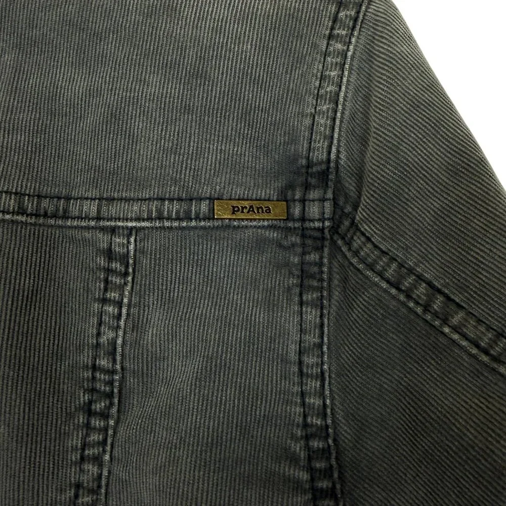 Prana Corduroy Jacket Womens Large Gray Trucker Stretch Casual Organic Cotton - Picture 7 of 10